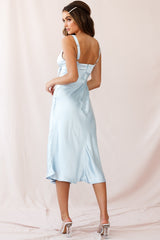 Perfect Day Satin Midi Dress Steel Blue