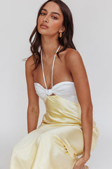 Hassie Knot Bust Halter Midi Dress Yellow
