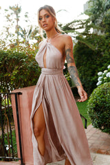Athena High Split Maxi Dress Mocha