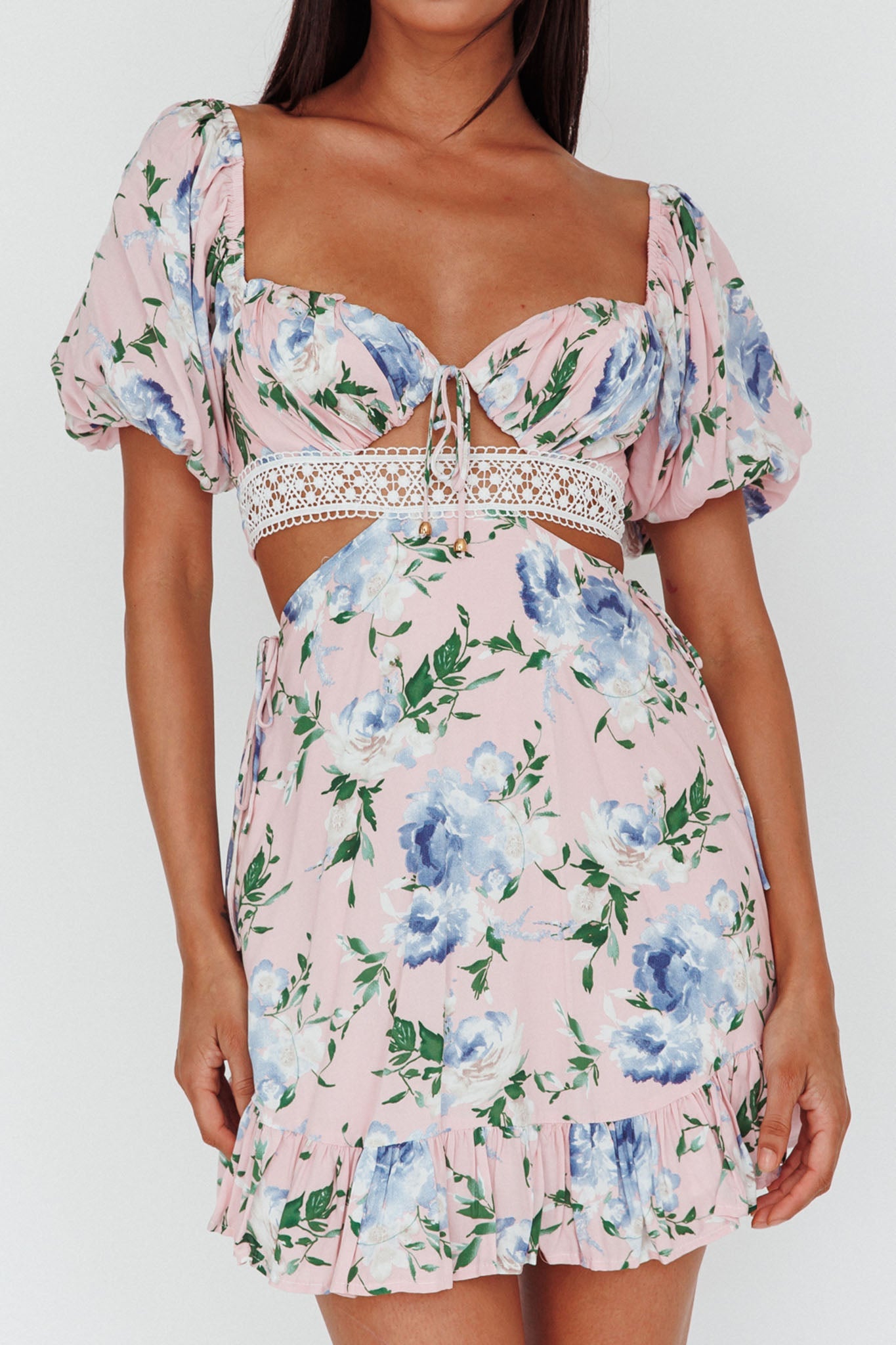 Sweet Romance Cut-Out Mini Dress Pink