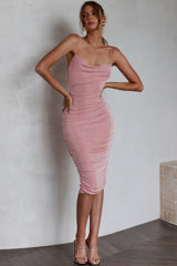Little Waltz Ruched Midi Dress Pink