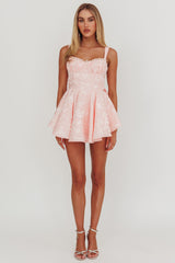 All To You Jacquard Bow Romper Pink