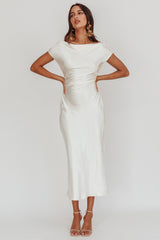 Loveland Cap Sleeve Cowl Back Midi Dress Oyster