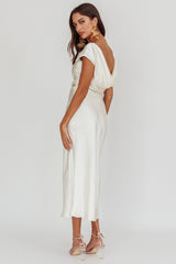 Loveland Cap Sleeve Cowl Back Midi Dress Oyster