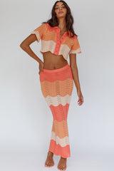 May Blooms Knit Maxi Skirt Tangerine