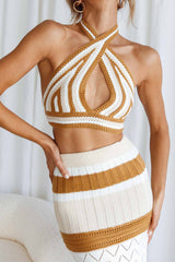 Higher Love Knit Maxi Skirt Striped Camel