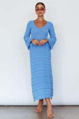 Meredith Long Sleeve Cut-Out Maxi Dress Blue
