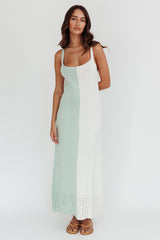 Sunday Fun Day Knit Maxi Dress Sage Cream