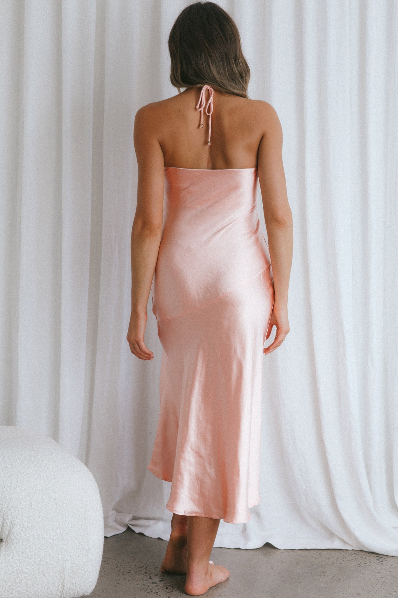 Kindred Spirit Strapless Gathered Bust Midi Dress Peach