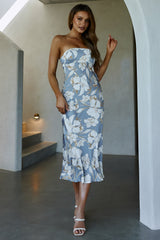 Ladies' Night Cowl Back Midi Dress Floral Blue
