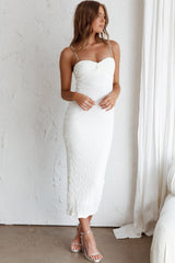 Tiffani Diamante Strap Midi Dress White