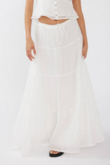 Azura Drawstring Maxi Skirt White